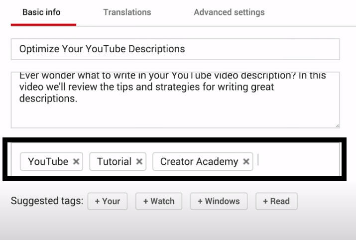 como colocar tags no youtube